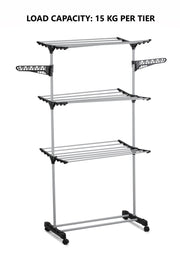 Folding 3 Tier Clothes Laundry Drying Rack with Stainless Steel Tubes for Indoor & Outdoor Home V178-36029