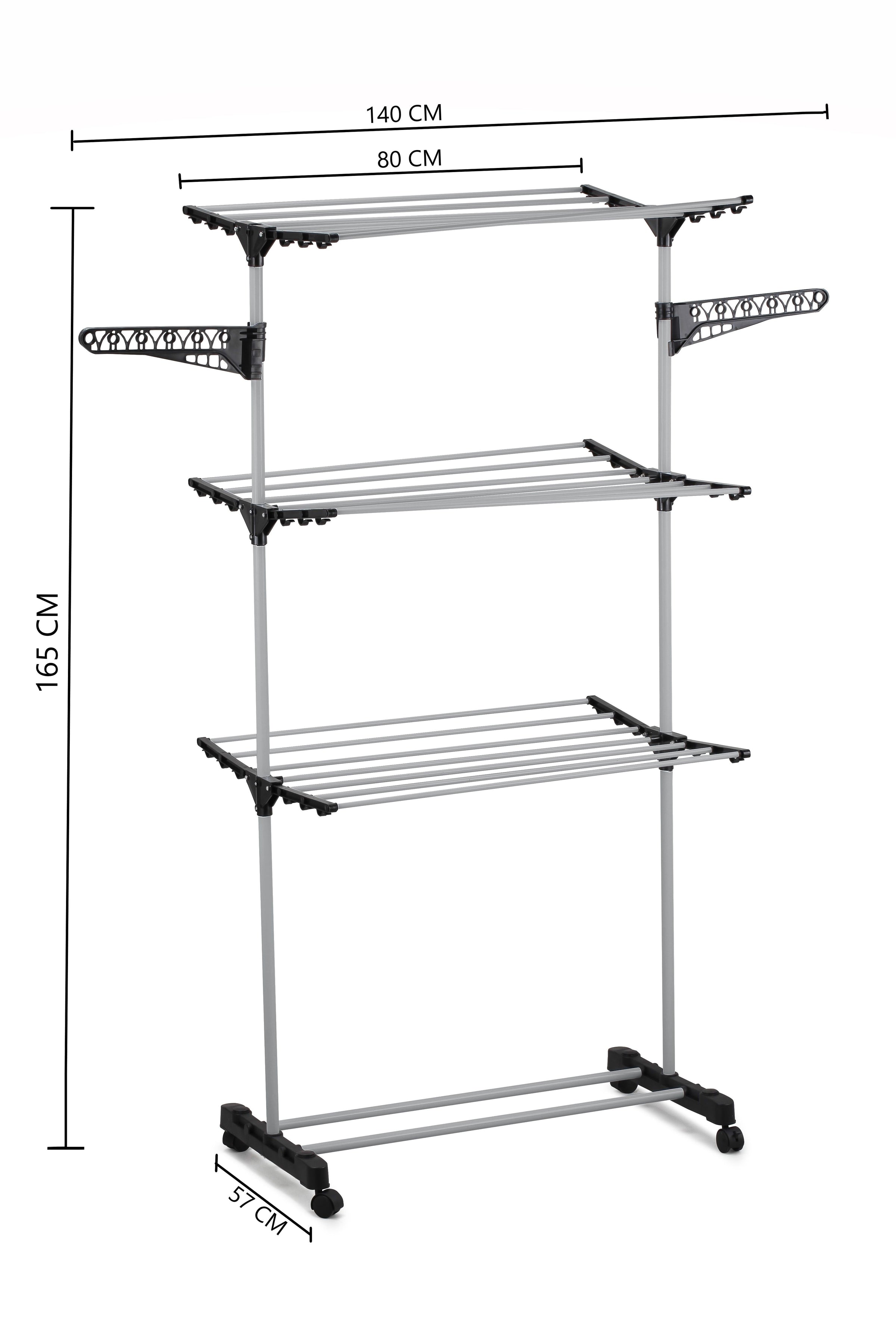 Folding 3 Tier Clothes Laundry Drying Rack with Stainless Steel Tubes for Indoor & Outdoor Home V178-36029