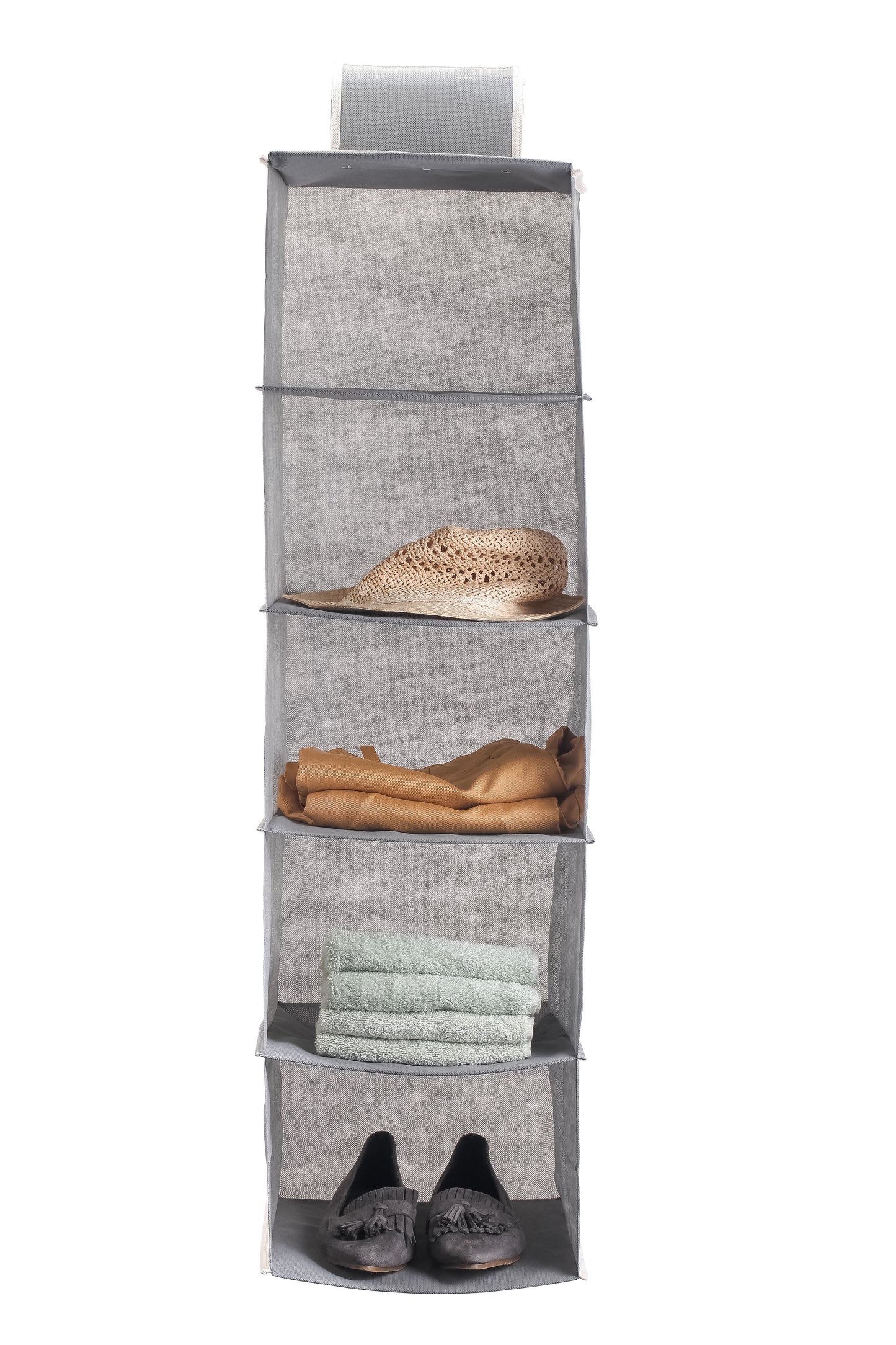 5 Tier Shelf Hanging Closet Organizer and Storage for Clothes (Grey) V178-36030