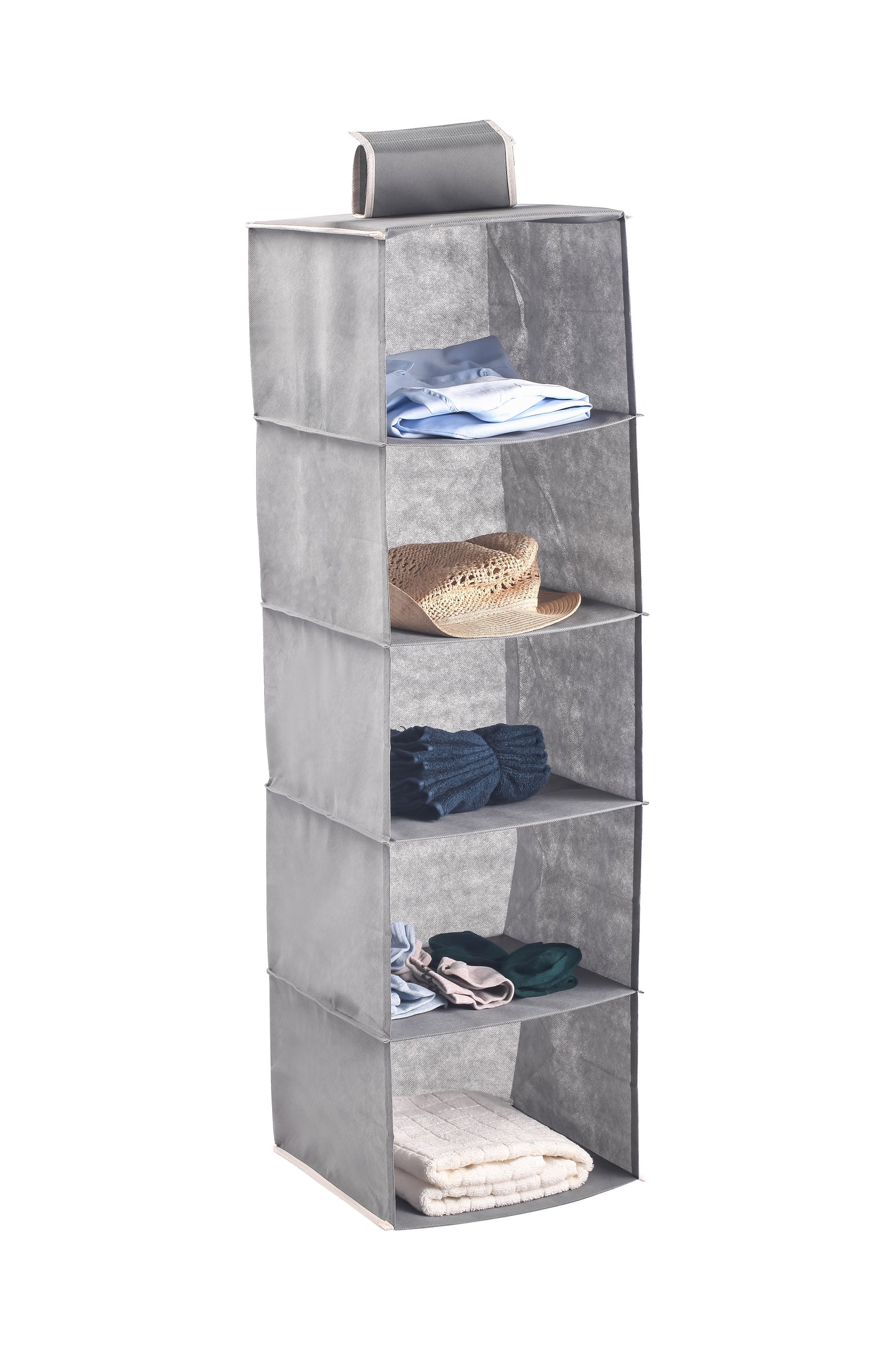 5 Tier Shelf Hanging Closet Organizer and Storage for Clothes (Grey) V178-36030