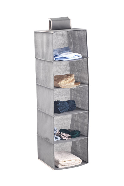 5 Tier Shelf Hanging Closet Organizer and Storage for Clothes (Grey) V178-36030