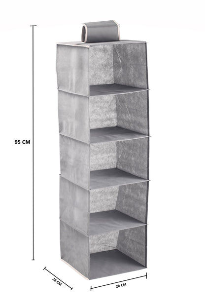 5 Tier Shelf Hanging Closet Organizer and Storage for Clothes (Grey) V178-36030
