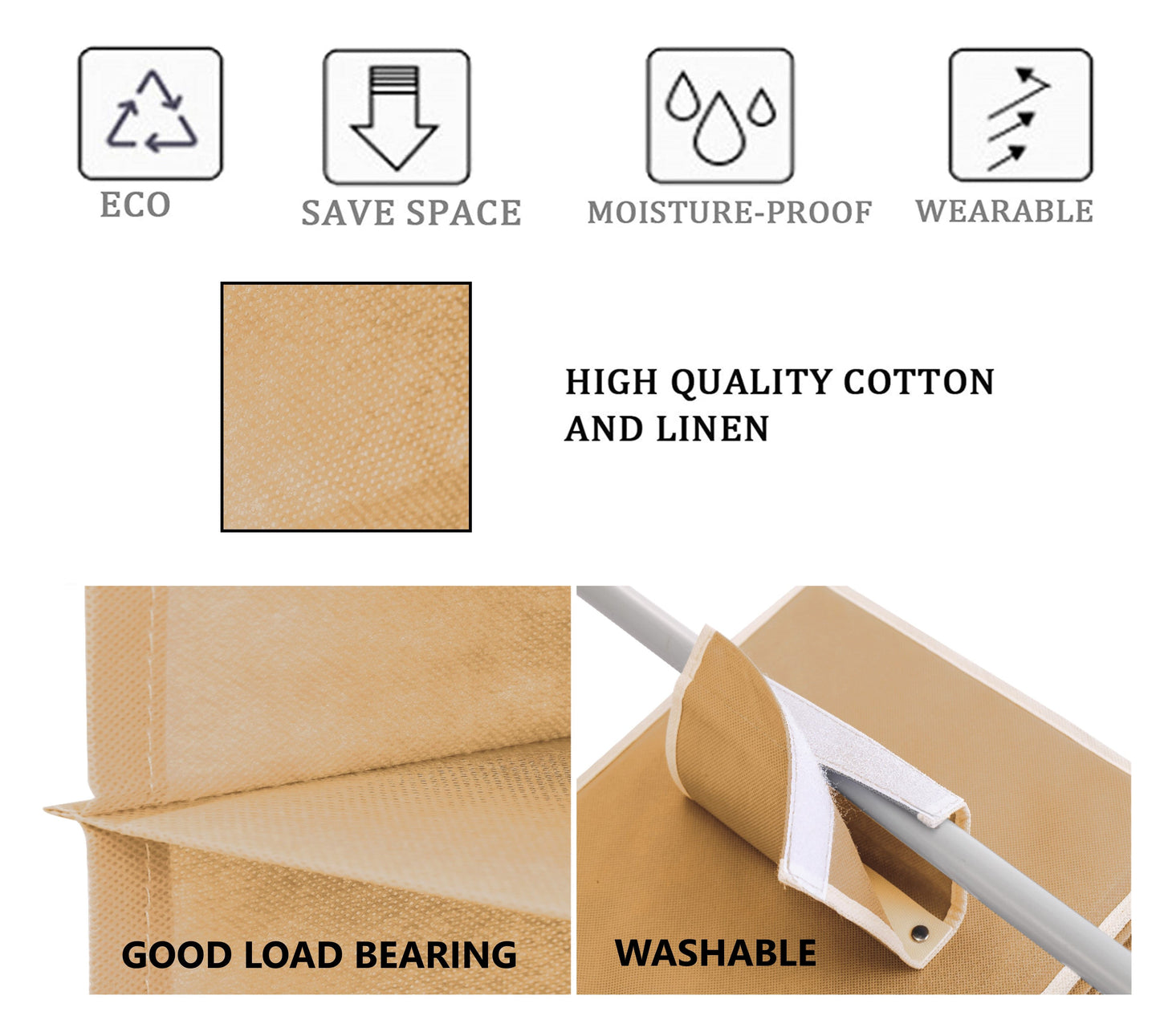 5 Tier Shelf Hanging Closet Organizer and Storage for Clothes (Beige) V178-36031