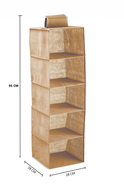 5 Tier Shelf Hanging Closet Organizer and Storage for Clothes (Beige) V178-36031