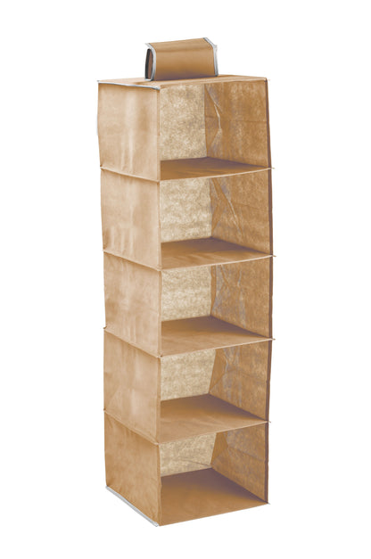 5 Tier Shelf Hanging Closet Organizer and Storage for Clothes (Beige) V178-36031