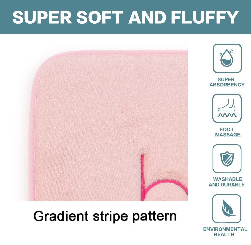 Extra Thick Memory Foam & Super Comfort Bath Rug Mat for Bathroom (60 x 40 cm, Pink) V178-36032