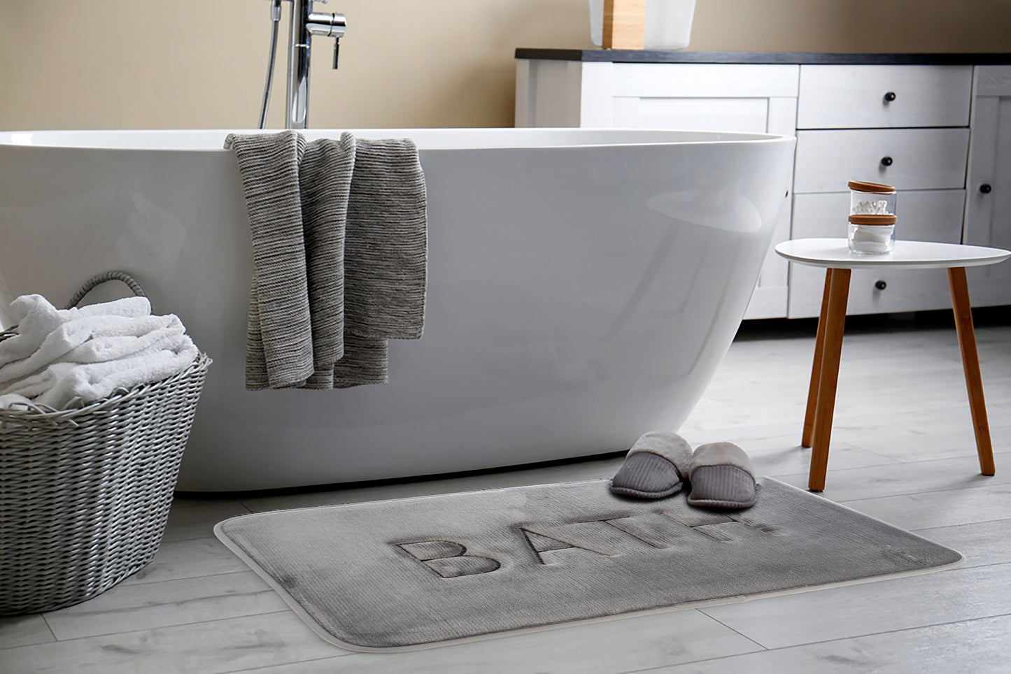 Extra Thick Memory Foam & Super Comfort Bath Rug Mat for Bathroom (60 x 40 cm, Grey) V178-36033