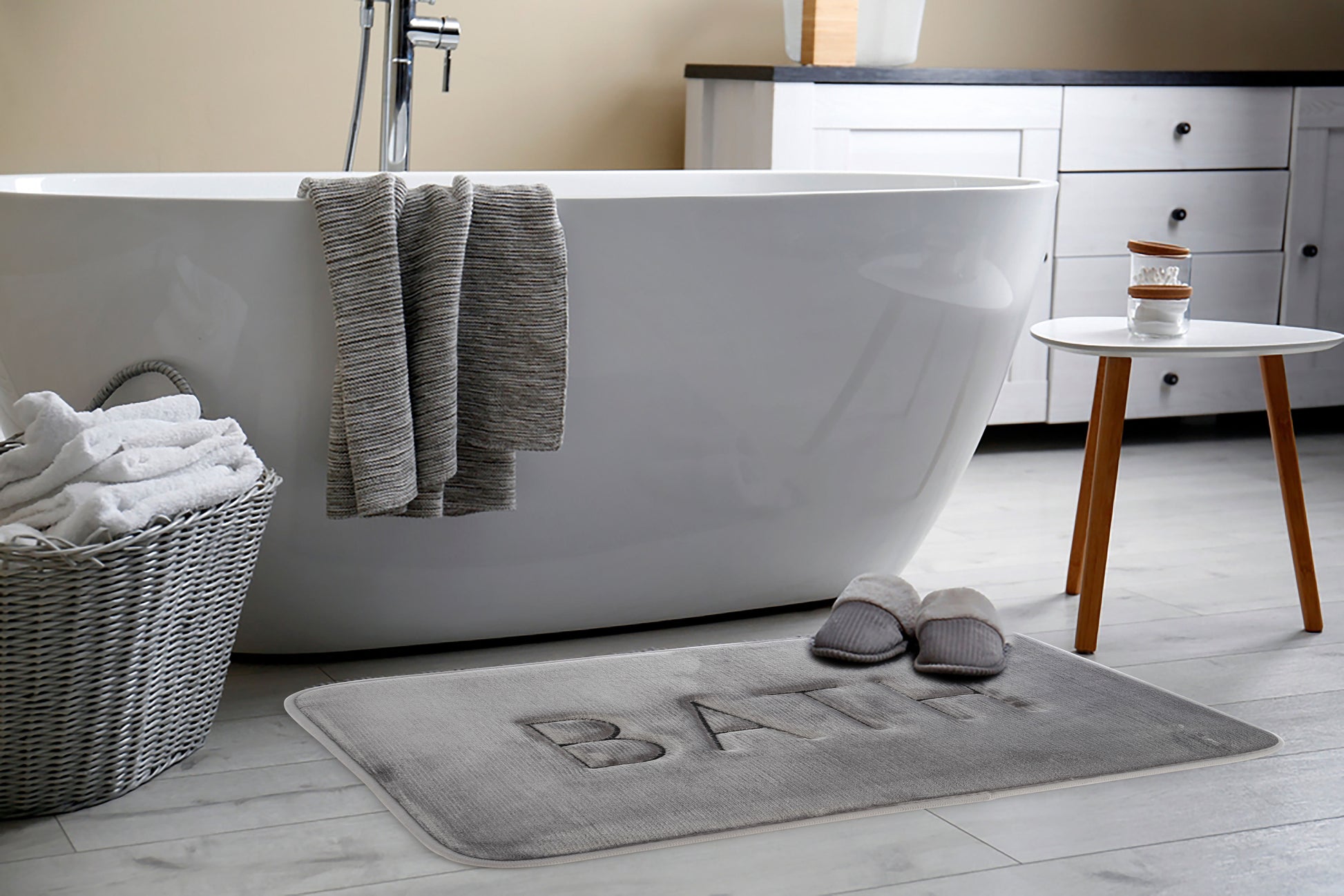Extra Thick Memory Foam & Super Comfort Bath Rug Mat for Bathroom (60 x 40 cm, Grey) V178-36033