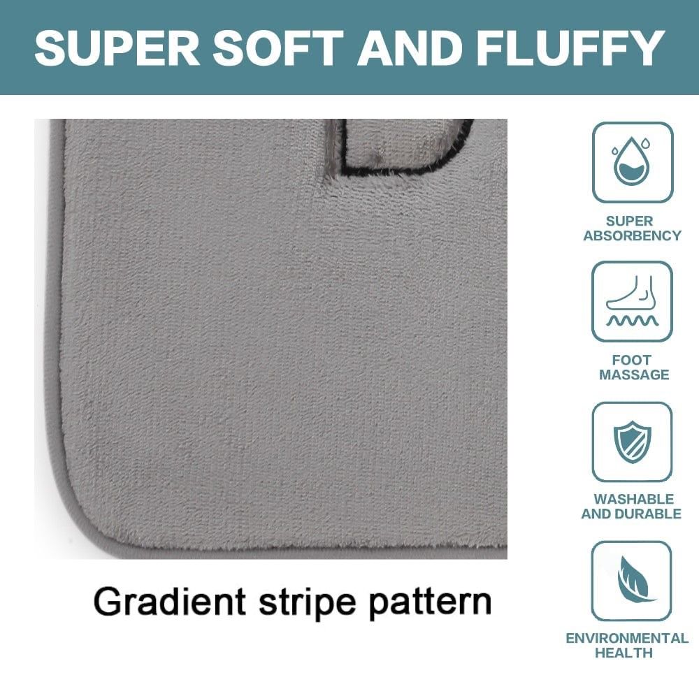 Extra Thick Memory Foam & Super Comfort Bath Rug Mat for Bathroom (60 x 40 cm, Grey) V178-36033