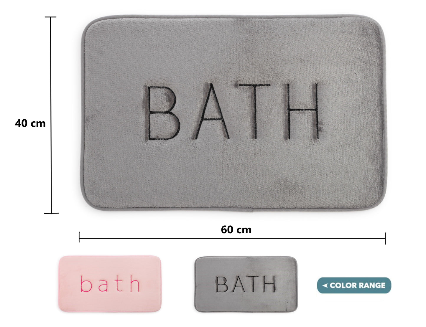 Extra Thick Memory Foam & Super Comfort Bath Rug Mat for Bathroom (60 x 40 cm, Grey) V178-36033