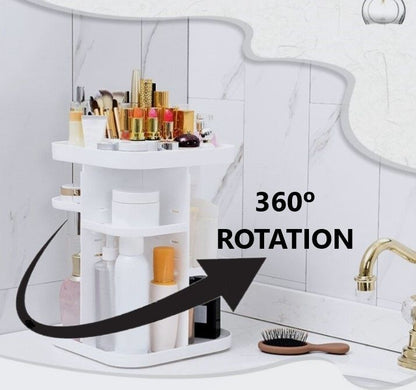 360 Rotating Large Capacity Makeup Organizer for Bedroom and Bathroom (White) V178-36034