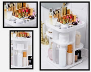 360 Rotating Large Capacity Makeup Organizer for Bedroom and Bathroom (White) V178-36034