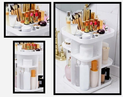 360 Rotating Large Capacity Makeup Organizer for Bedroom and Bathroom (White) V178-36034