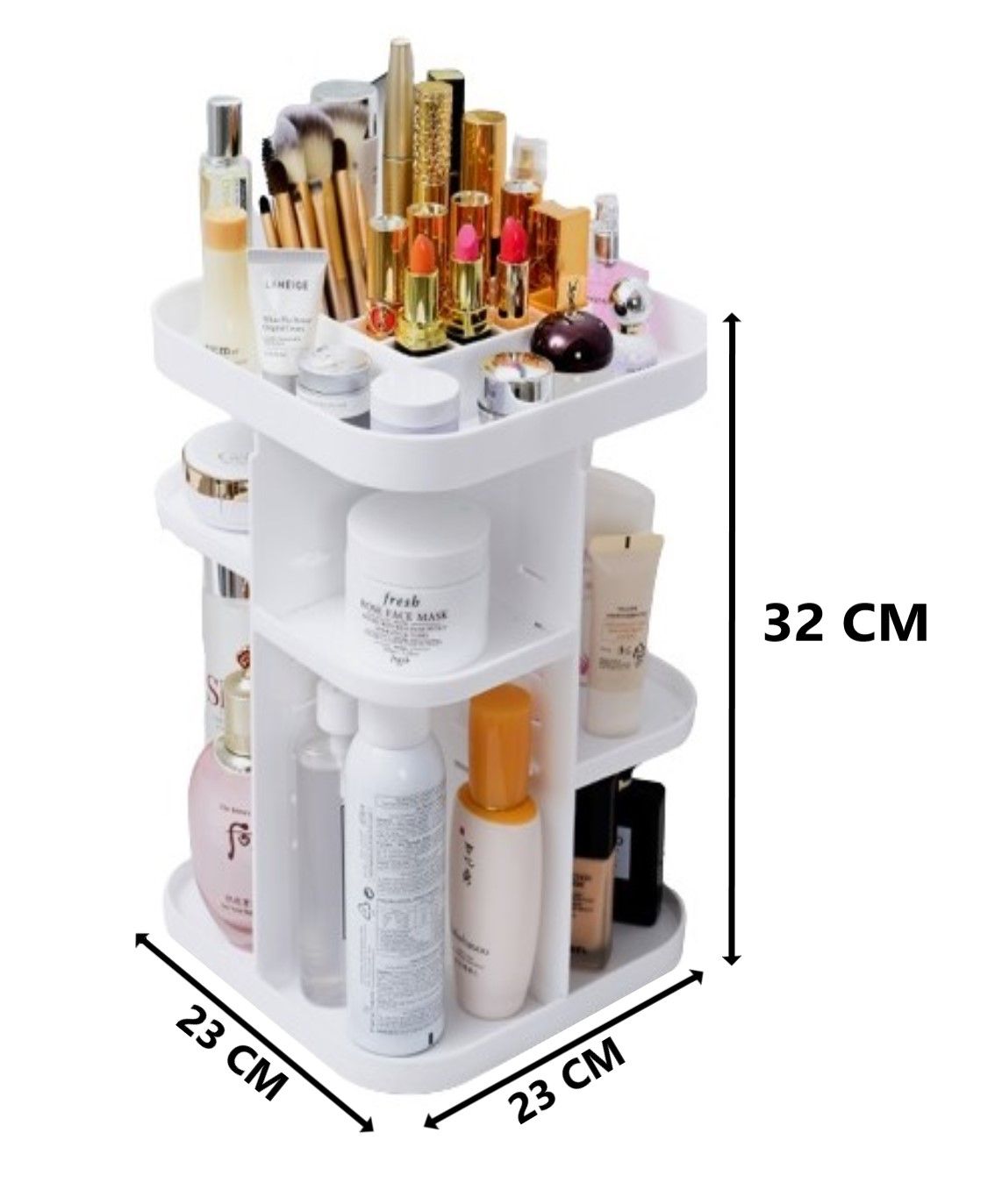 360 Rotating Large Capacity Makeup Organizer for Bedroom and Bathroom (White) V178-36034