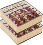 Set of 2 Fabric Drawer Organizer Divider Storage Boxes for Storing Socks, Underwear, Ties, Scarves (Beige) V178-36037