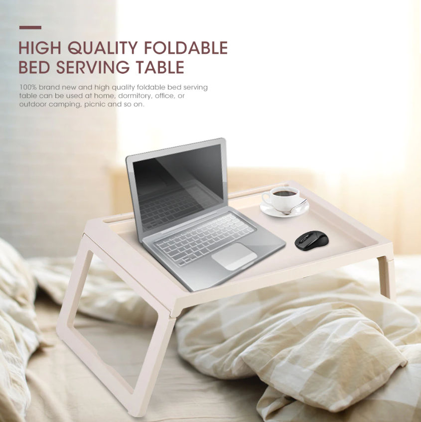 Multifunction Laptop Bed Desk with foldable legs for Home Office (White) V178-36039