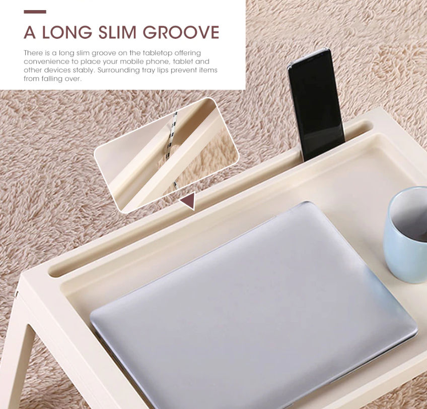 Multifunction Laptop Bed Desk with foldable legs for Home Office (White) V178-36039