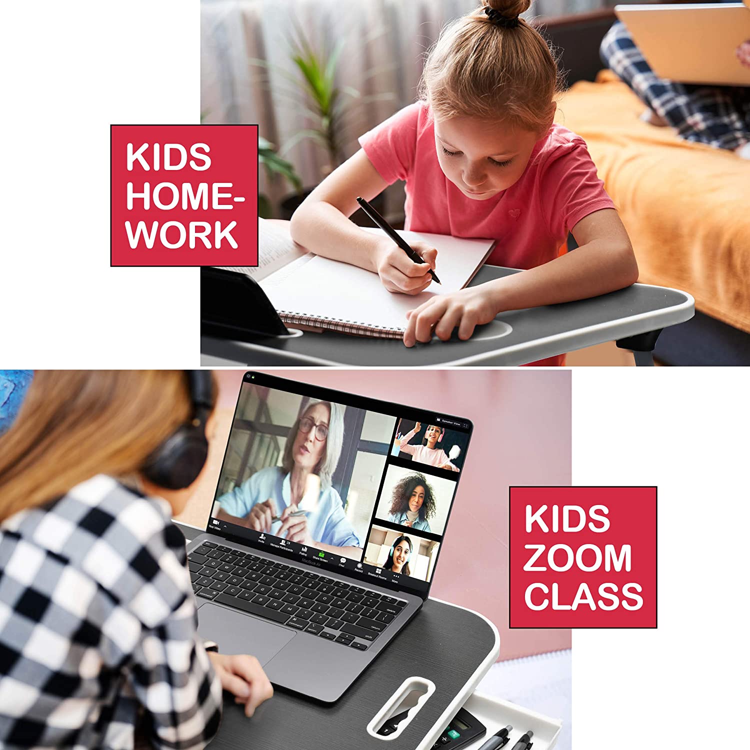 Laptop Bed Desk with Storage and foldable legs for Adults, Kids & Home Office V178-36040