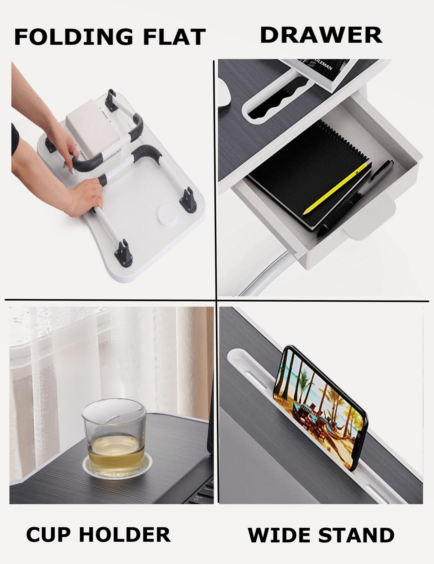 Laptop Bed Desk with Storage and foldable legs for Adults, Kids & Home Office V178-36040