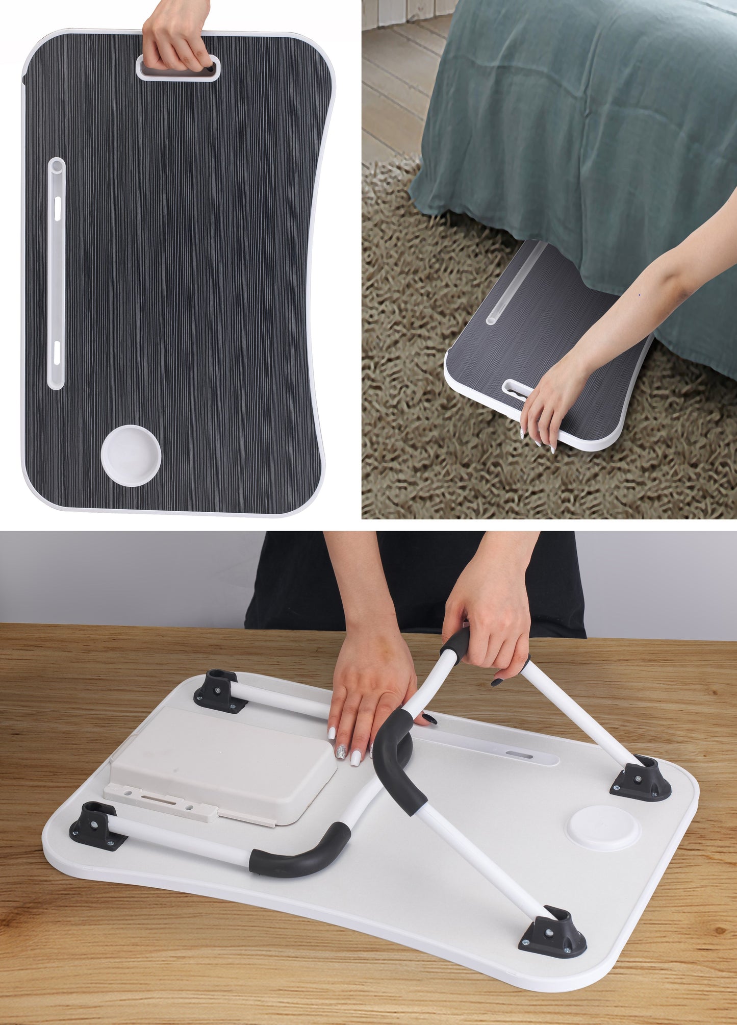 Laptop Bed Desk with Storage and foldable legs for Adults, Kids & Home Office V178-36040