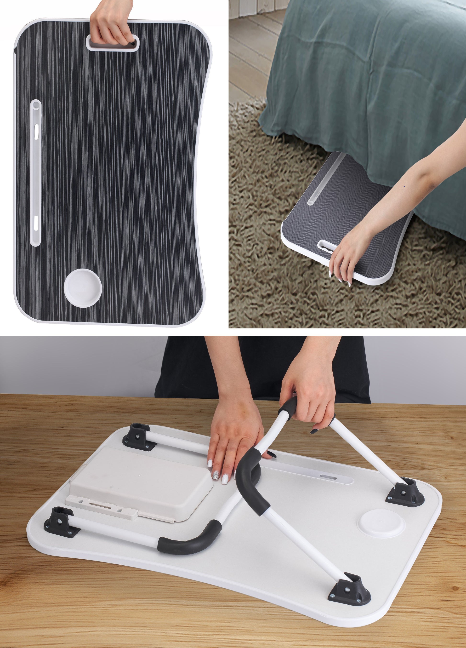 Laptop Bed Desk with Storage and foldable legs for Adults, Kids & Home Office V178-36040