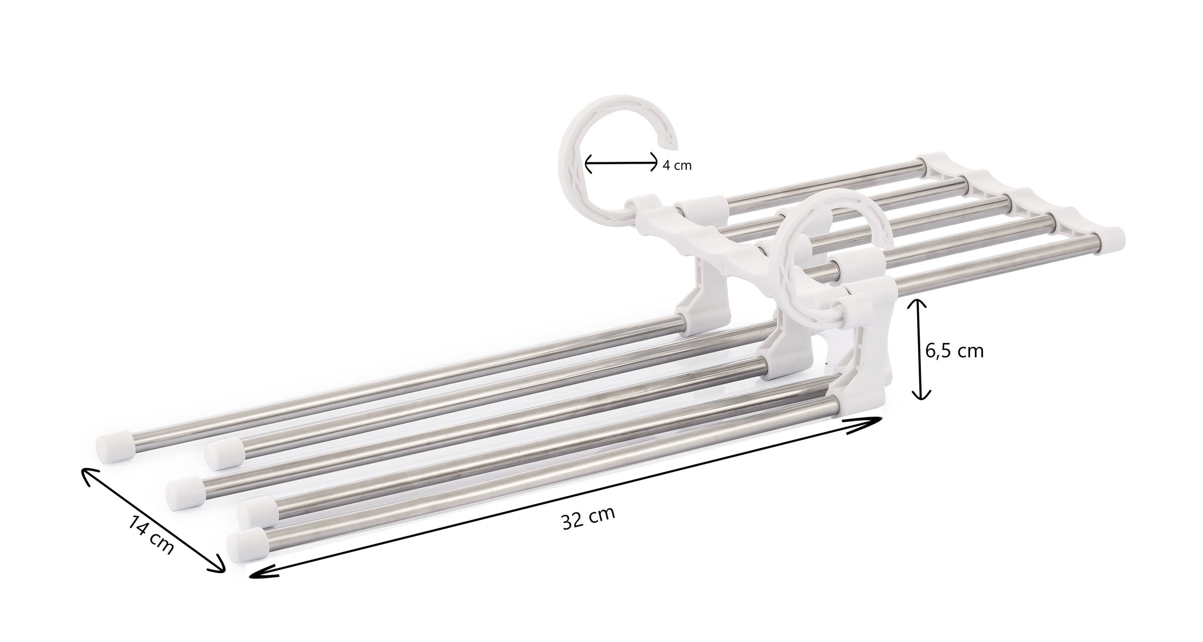 2 Pack Stainless Steel Adjustable 5 in 1 Pants Hangers Non-Slip Space Saving for Home Storage V178-36041