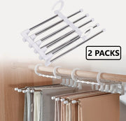 2 Pack Stainless Steel Adjustable 5 in 1 Pants Hangers Non-Slip Space Saving for Home Storage V178-36041
