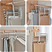 2 Pack Stainless Steel Adjustable 5 in 1 Pants Hangers Non-Slip Space Saving for Home Storage V178-36041