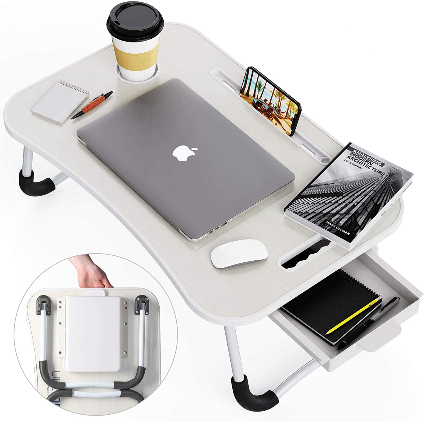 Laptop Bed Desk with Storage and foldable legs for Adults, Kids & Home Office V178-36042