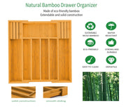 2 Pack Large Capacity Bamboo Expandable Drawer Organizer with Knife Block Holder for Home Kitchen Utensils V178-36043