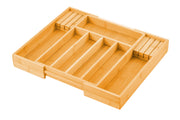 2 Pack Large Capacity Bamboo Expandable Drawer Organizer with Knife Block Holder for Home Kitchen Utensils V178-36043