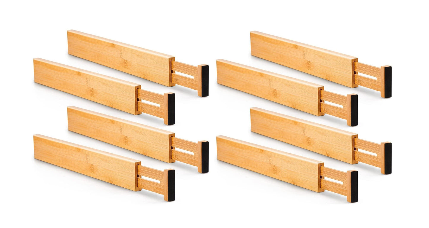 8 Pack Bamboo Adjustable Kitchen Drawer Dividers (Large, 44-55 cm) V178-36045