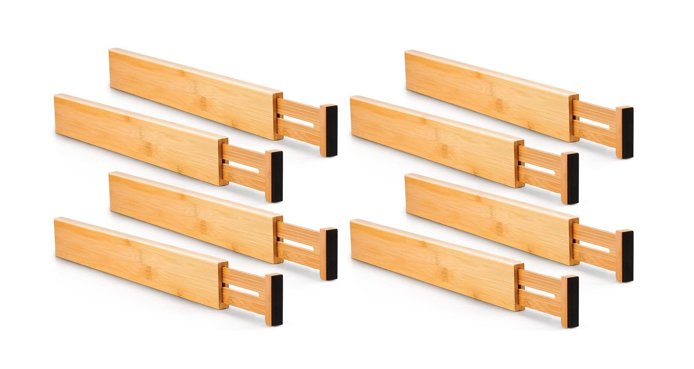 8 Pack Bamboo Adjustable Kitchen Drawer Dividers (Large, 44-55 cm) V178-36045