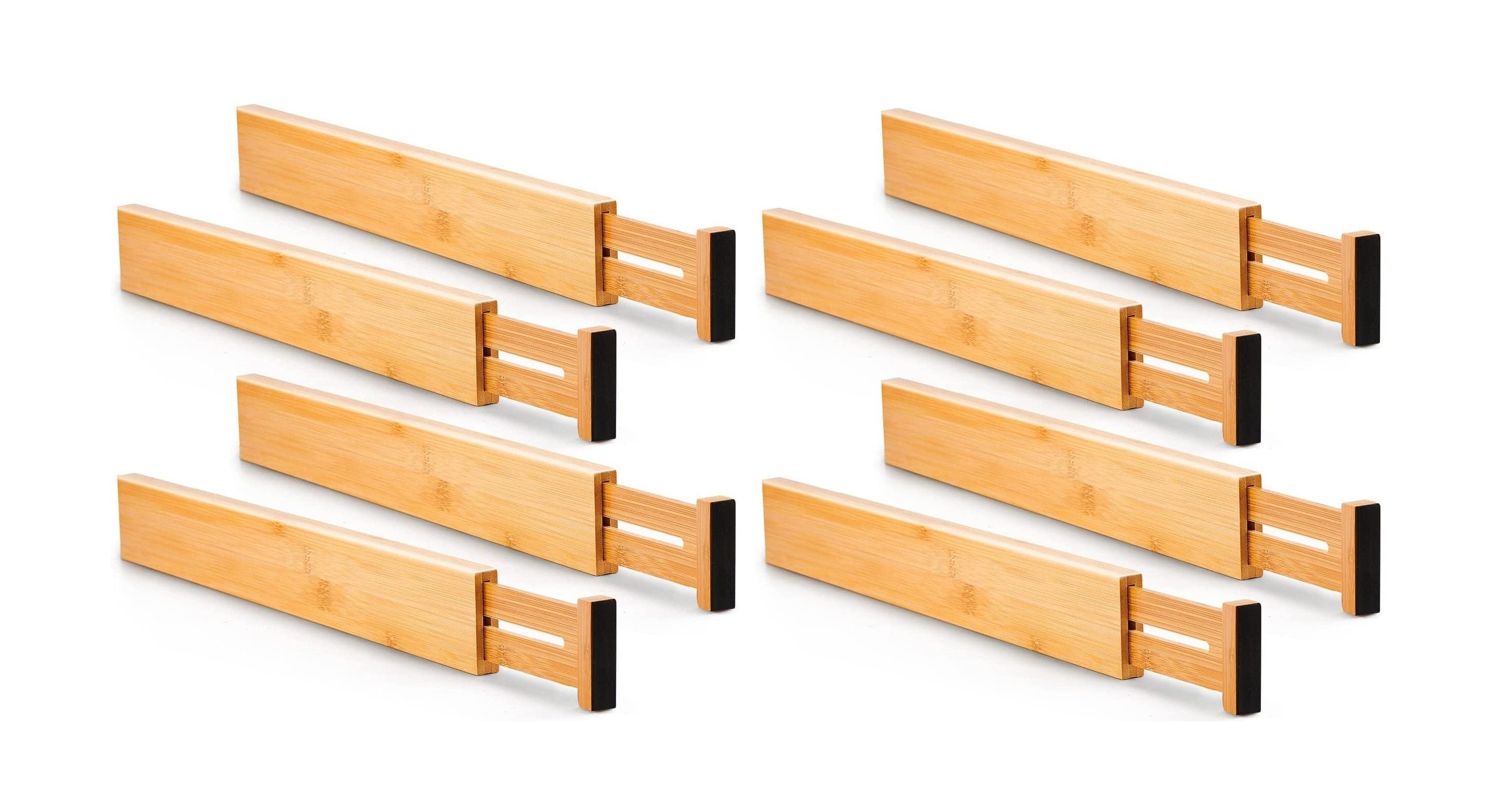8 Pack Bamboo Adjustable Kitchen Drawer Dividers (Large, 44-55 cm) V178-36045
