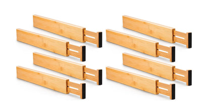 8 Pack Bamboo Adjustable Kitchen Drawer Dividers (Large, 44-55 cm) V178-36045