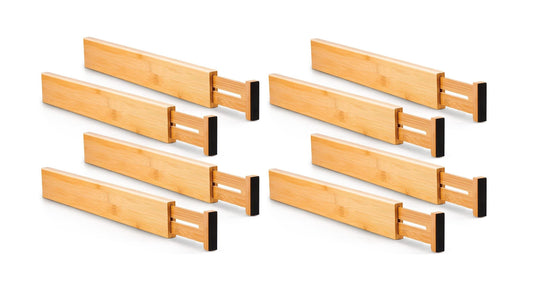 8 Pack Bamboo Adjustable Kitchen Drawer Dividers (Large, 44-55 cm) V178-36045