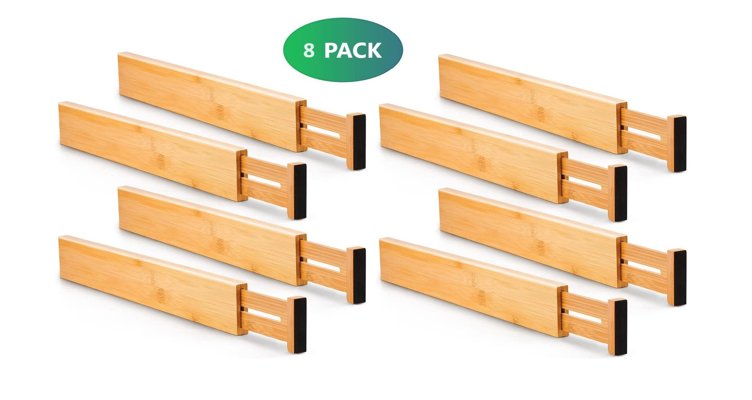 8 Pack Bamboo Adjustable Kitchen Drawer Dividers (Large, 44-55 cm) V178-36045