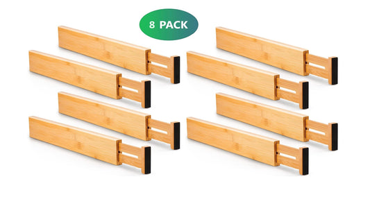 8 Pack Bamboo Adjustable Kitchen Drawer Dividers (Large, 44-55 cm) V178-36045