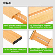 8 Pack Bamboo Adjustable Kitchen Drawer Dividers (Large, 44-55 cm) V178-36045