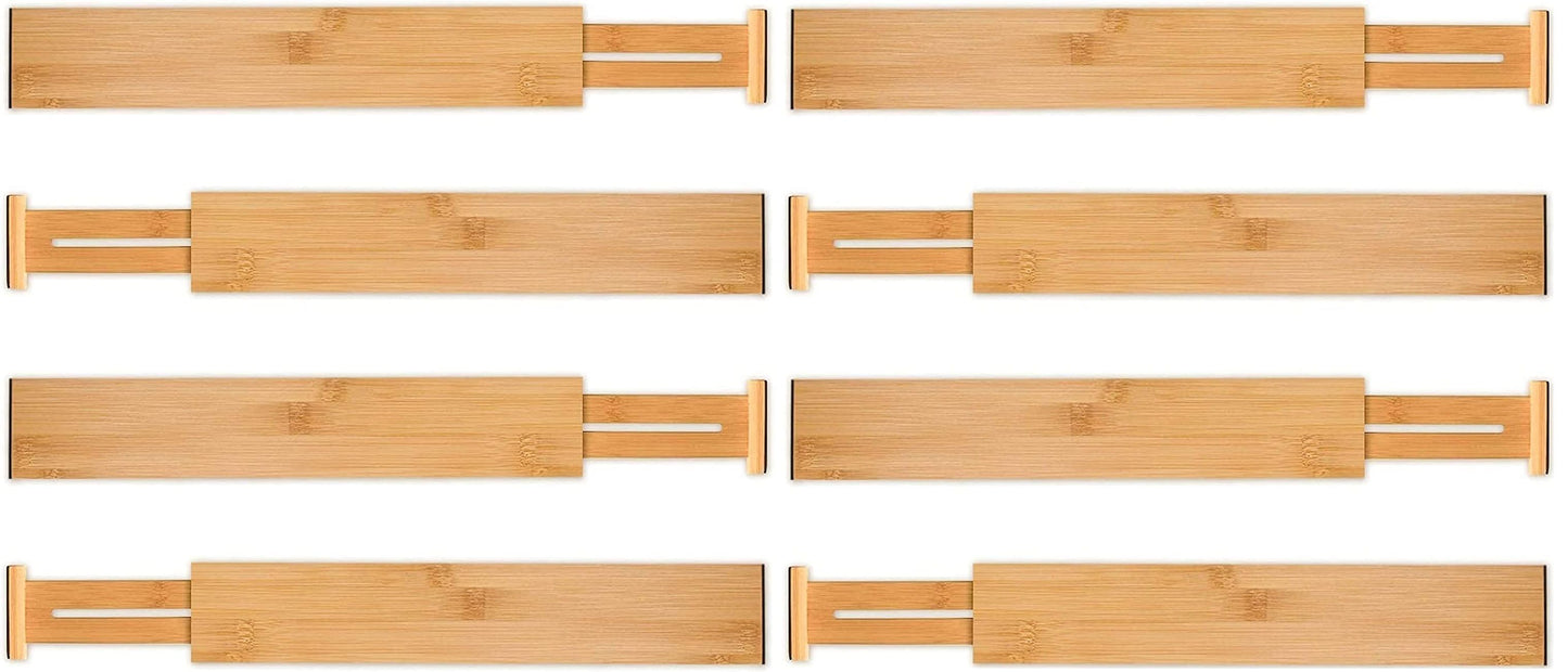 8 Pack Bamboo Adjustable Kitchen Drawer Dividers (Large, 44-55 cm) V178-36045