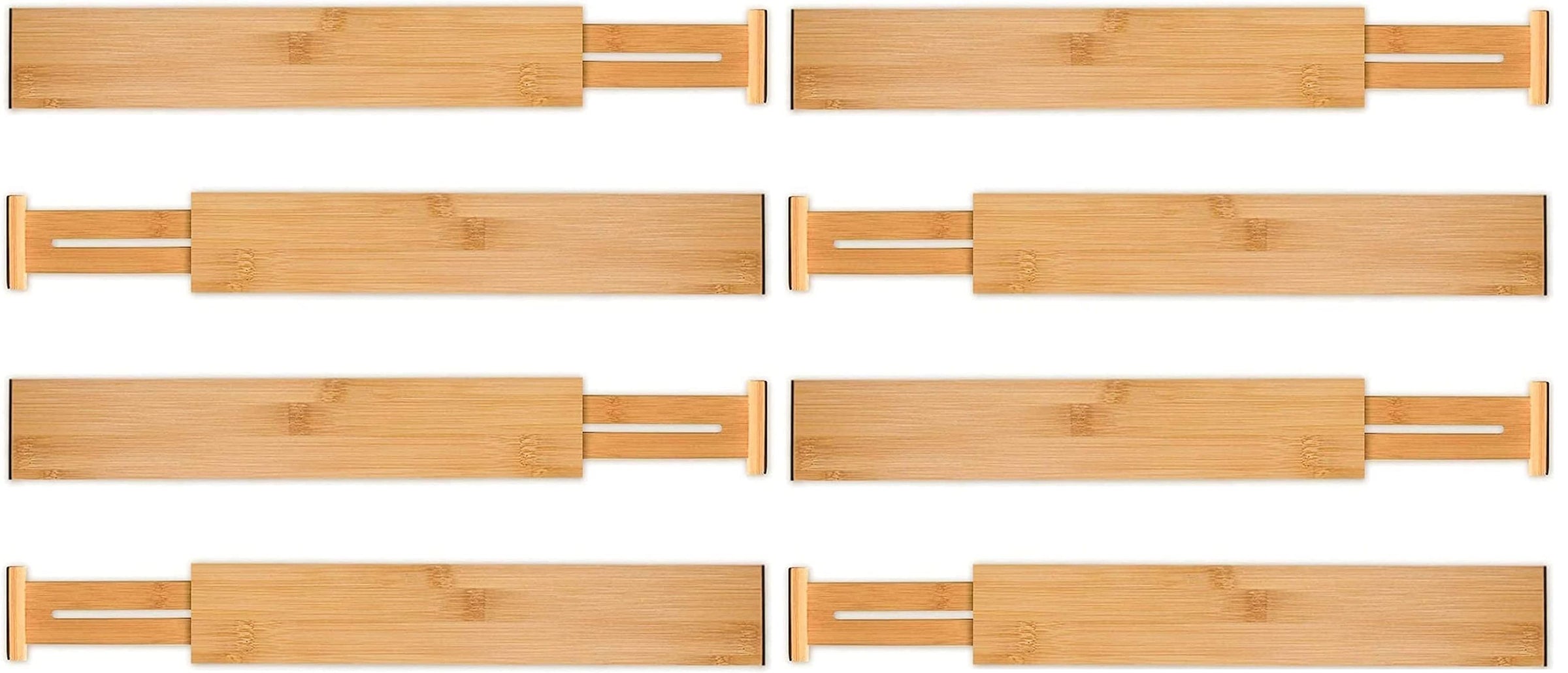 8 Pack Bamboo Adjustable Kitchen Drawer Dividers (Large, 44-55 cm) V178-36045