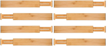 8 Pack Bamboo Adjustable Kitchen Drawer Dividers (Large, 44-55 cm) V178-36045