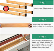 8 Pack Bamboo Adjustable Kitchen Drawer Dividers (Large, 44-55 cm) V178-36045