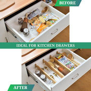 8 Pack Bamboo Adjustable Kitchen Drawer Dividers (Large, 44-55 cm) V178-36045