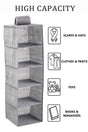 2 Pack 5-Tier Shelf Hanging Closet Organizer and Storage for Clothes (Grey) V178-36047