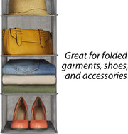 2 Pack 5-Tier Shelf Hanging Closet Organizer and Storage for Clothes (Grey) V178-36047