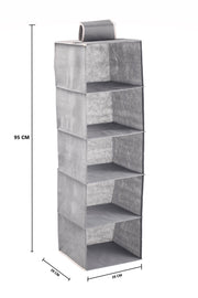 2 Pack 5-Tier Shelf Hanging Closet Organizer and Storage for Clothes (Grey) V178-36047