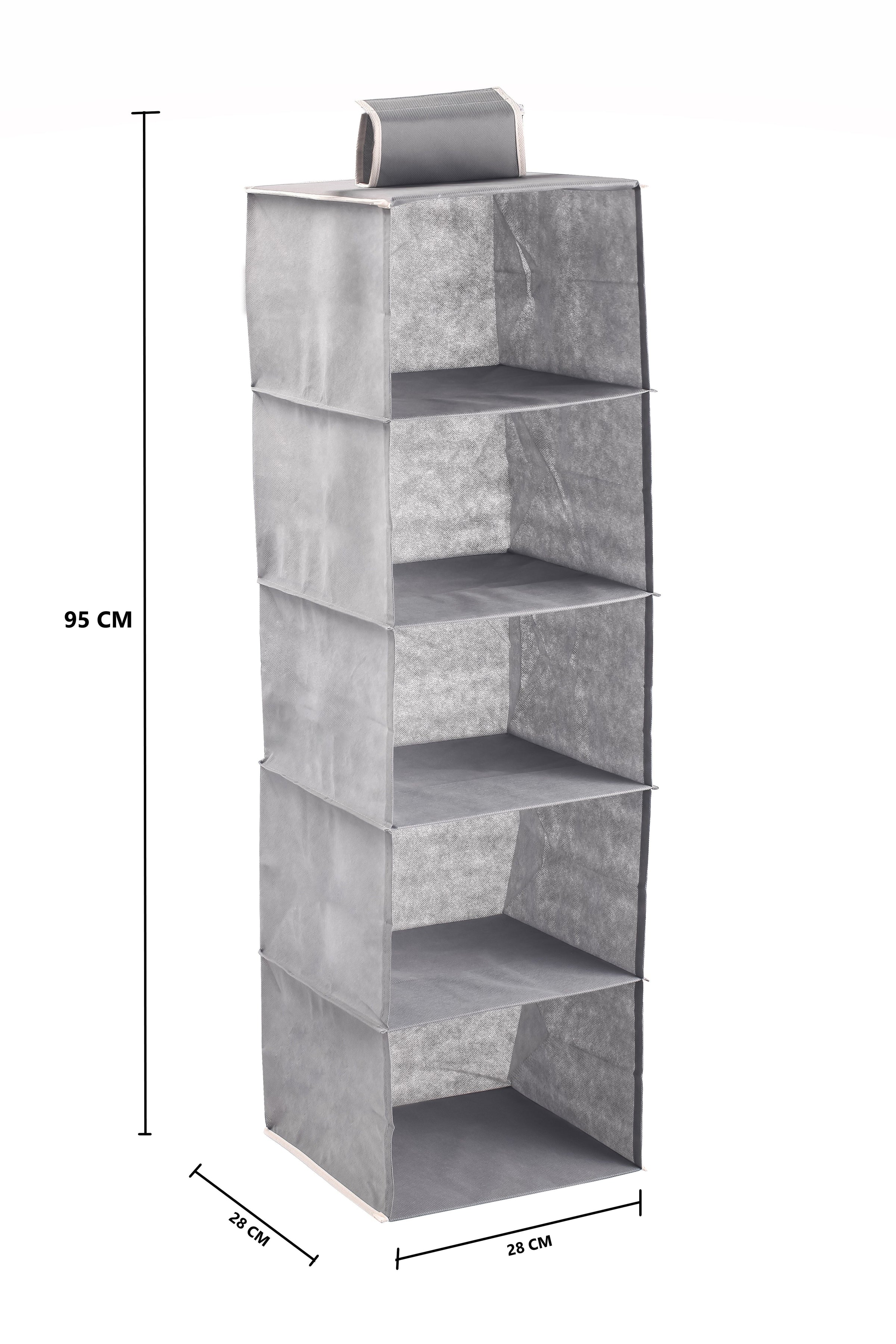 2 Pack 5-Tier Shelf Hanging Closet Organizer and Storage for Clothes (Grey) V178-36047
