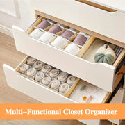 Set of 4 Fabric Drawer Organizer Divider Storage Boxes for Storing Socks, Underwear, Ties, Scarves (Beige) V178-36052