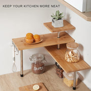 CARLA HOME 3 Tier Corner Shelf Kitchen Spice Rack Organiser with Hooks for Home Storage & Organisation V178-36059
